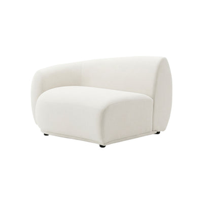 Off-white armless lounge chair with rounded shape on white background
