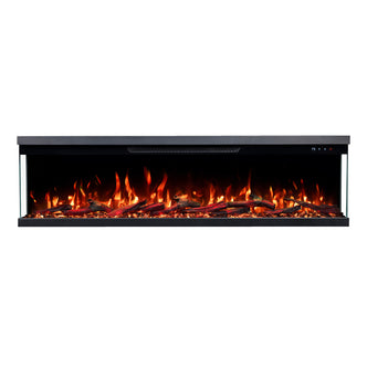 LEFBERIDA 60-inch black electric fireplace on white background showing realistic flame effect