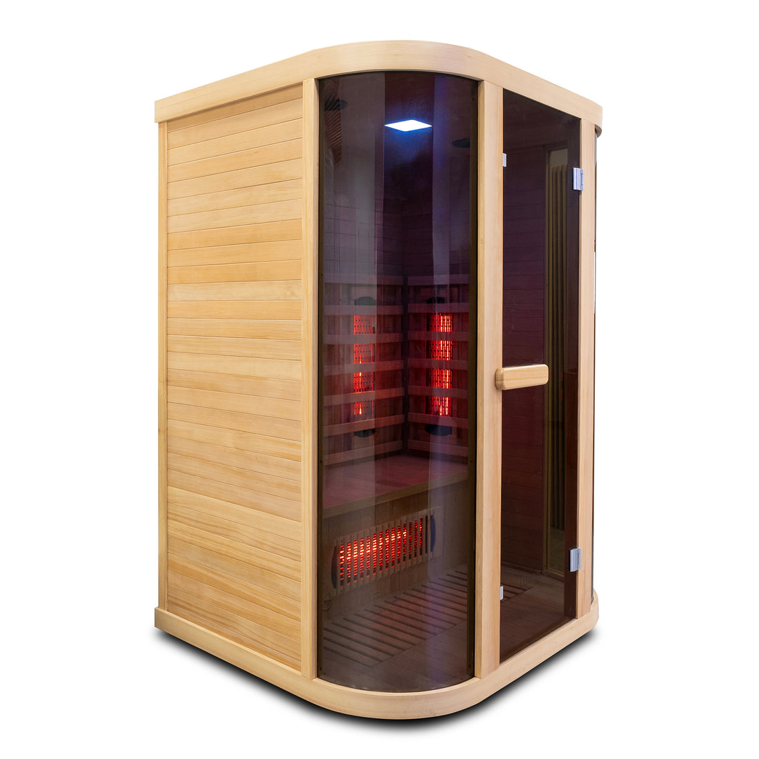 Modern infrared sauna cabin on a white background