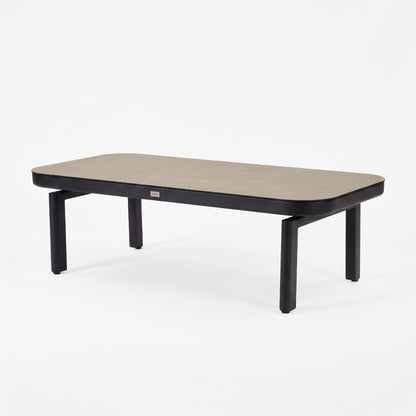 Modern rectangular table on white background.