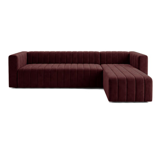 Modern Dark Merlot sectional sofa photographed on a white background.