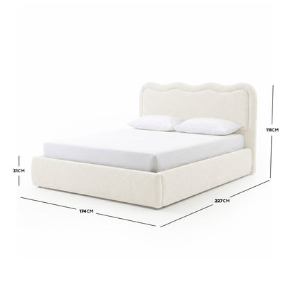 Bed with dimensions on white background