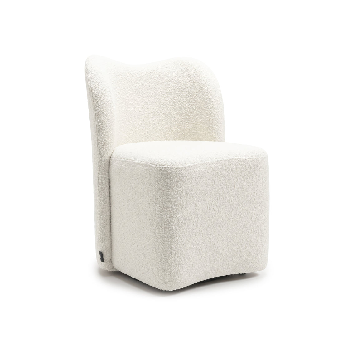 Modern white textured accent chair on a white background