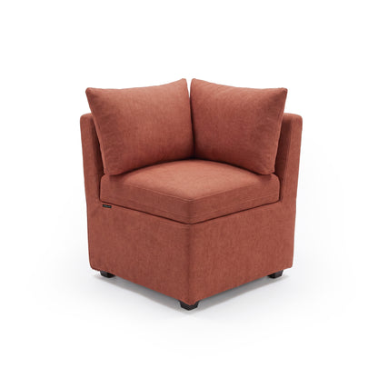 Terracotta upholstered corner chair or modular sofa section