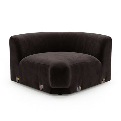 Dark brown modular sectional corner piece on white background