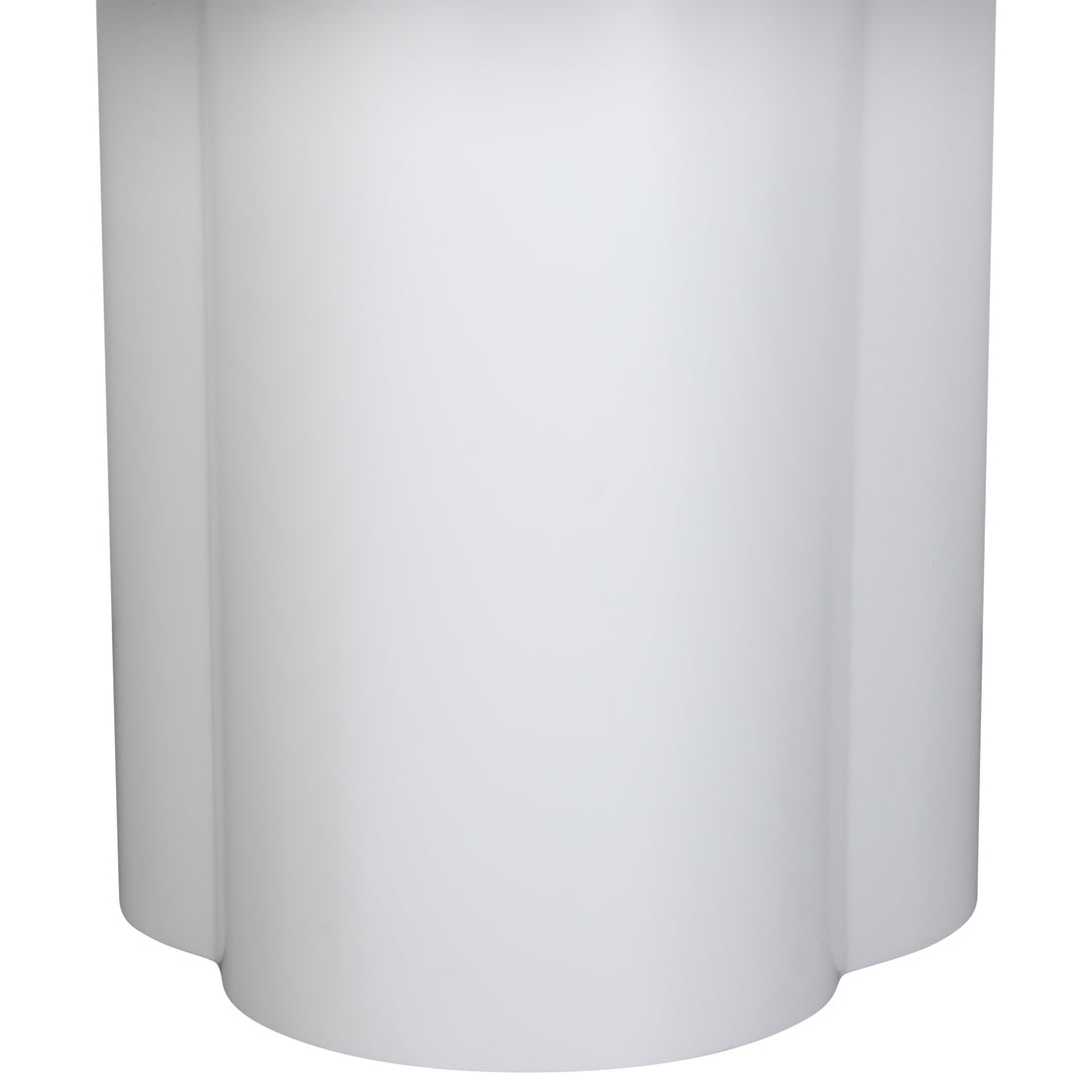 Cece 120cm Round Wooden Dining Table in White, showcasing a smooth, white, three-lobed pedestal base, exuding modern simplicity and compact elegance, ideal for intimate dining spaces.