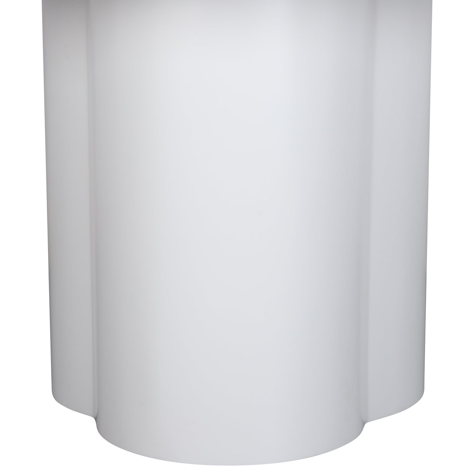 Cece 120cm Round Wooden Dining Table in White, showcasing a smooth, white, three-lobed pedestal base, exuding modern simplicity and compact elegance, ideal for intimate dining spaces.