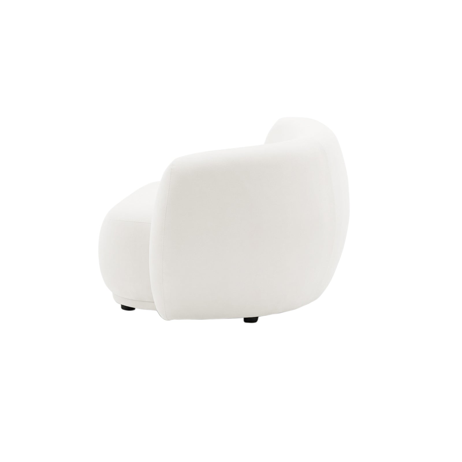 White upholstered chair rear-side view on white background