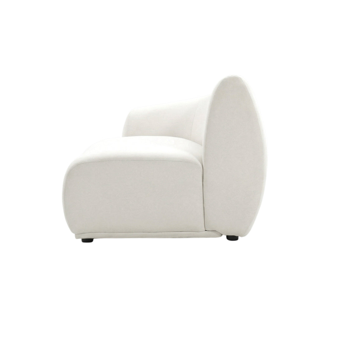 Side profile of cream sofa on white background