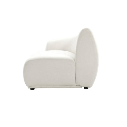 Side profile of cream sofa on white background