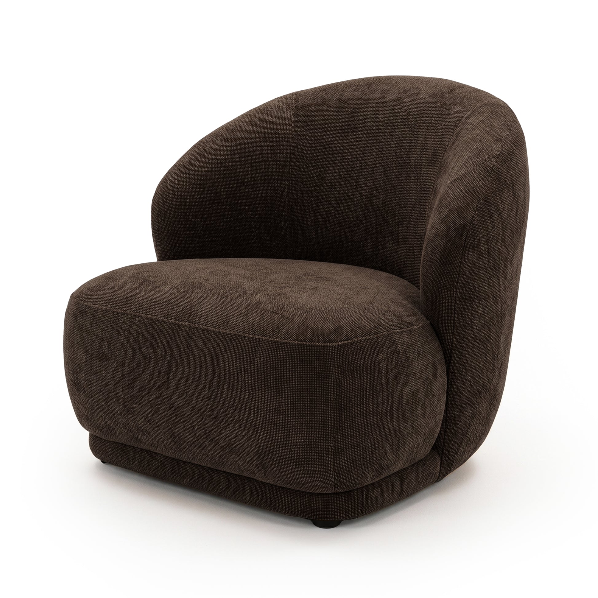 Cocoa brown modern accent chair isolated on a white background.