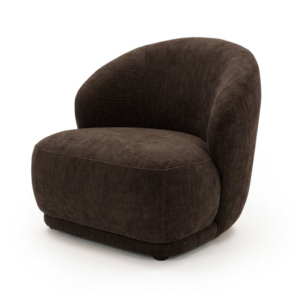 Cocoa brown modern accent chair isolated on a white background.