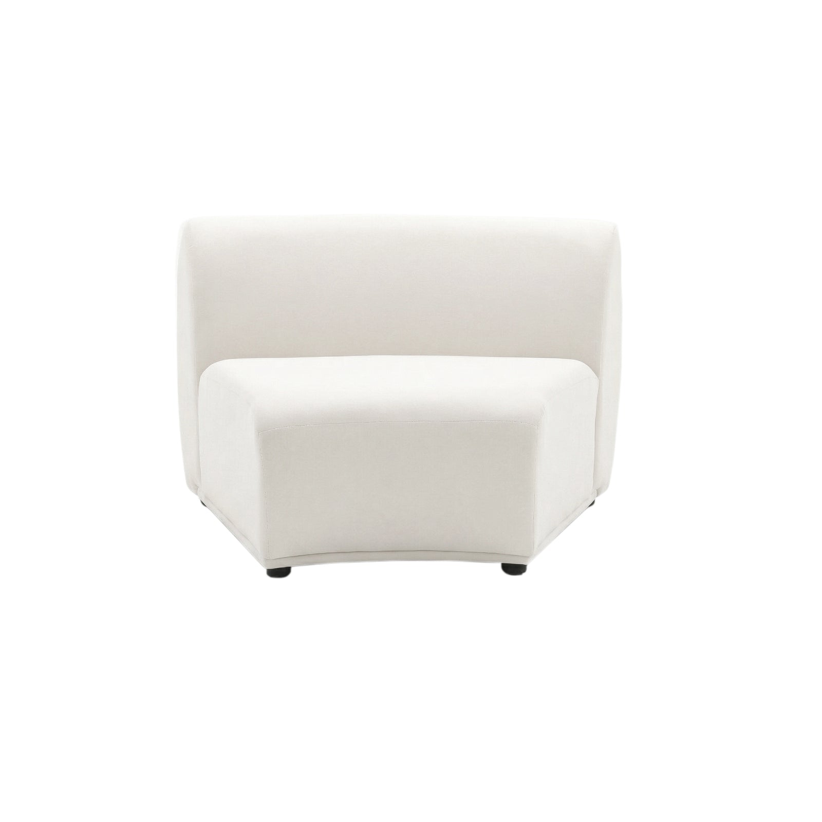 Armless upholstered corner chair on white background