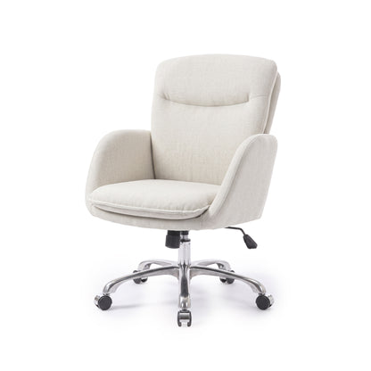 Beige upholstered office chair on a white background