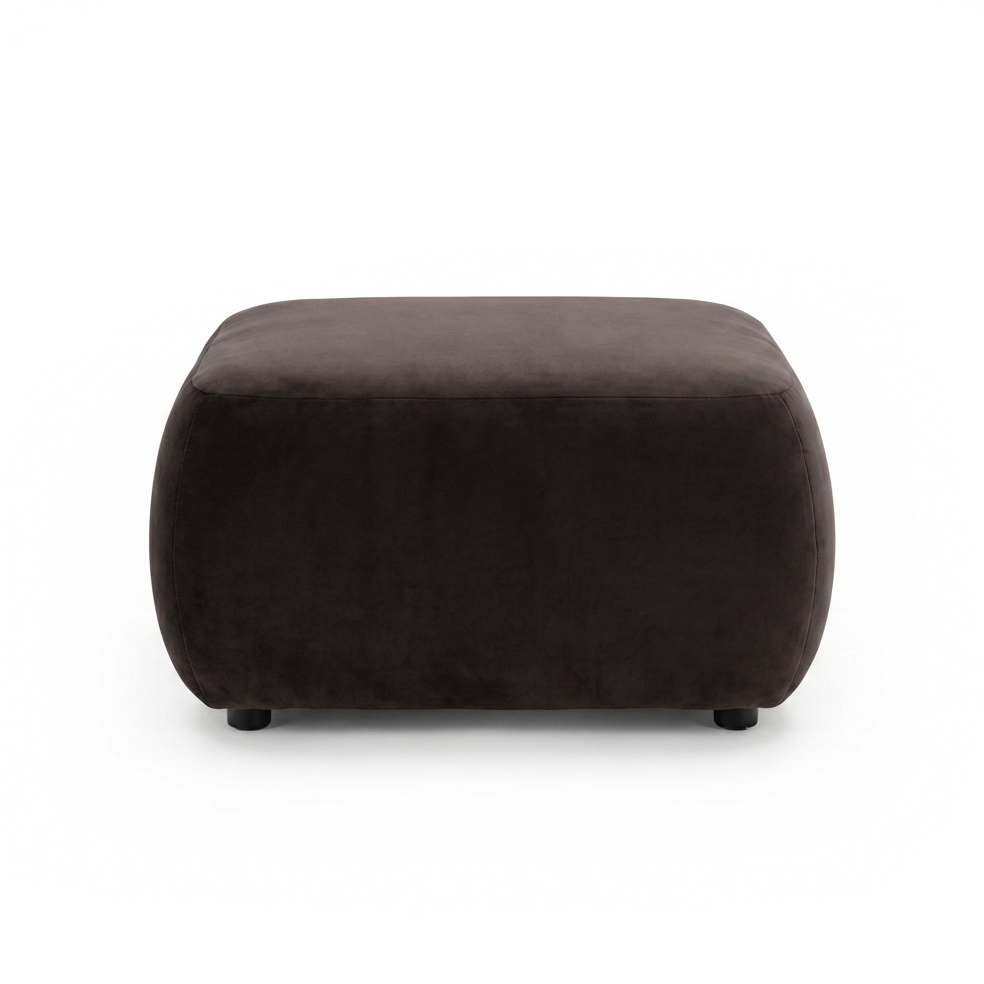 Dark brown square ottoman on white background