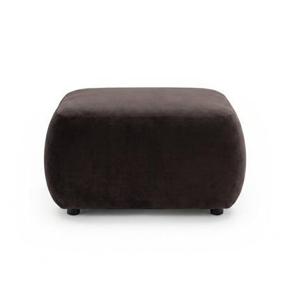 Dark brown square ottoman on white background