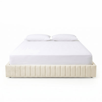Contemporary platform bed on white background