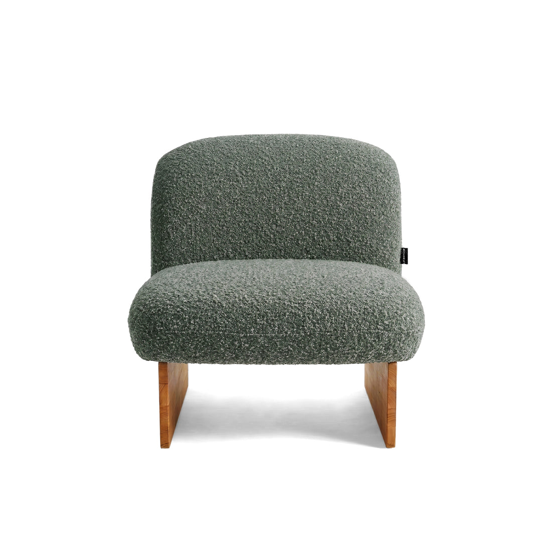 Front view of green accent chair on white background