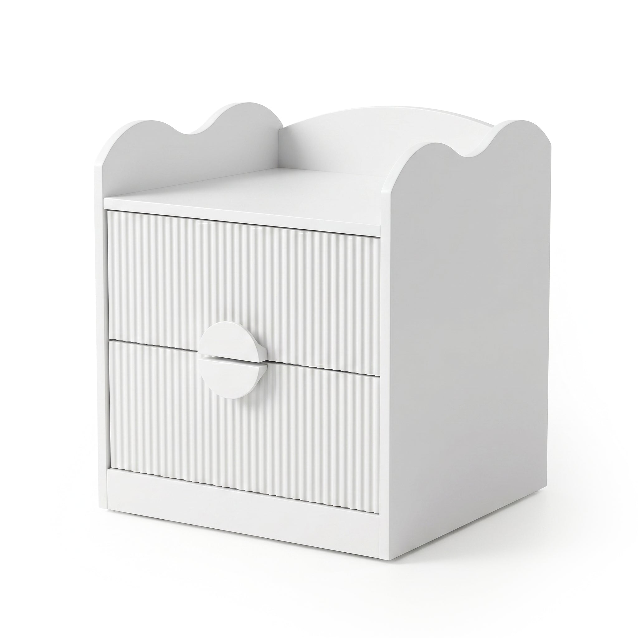 Caden Fluted Bedside Table in White