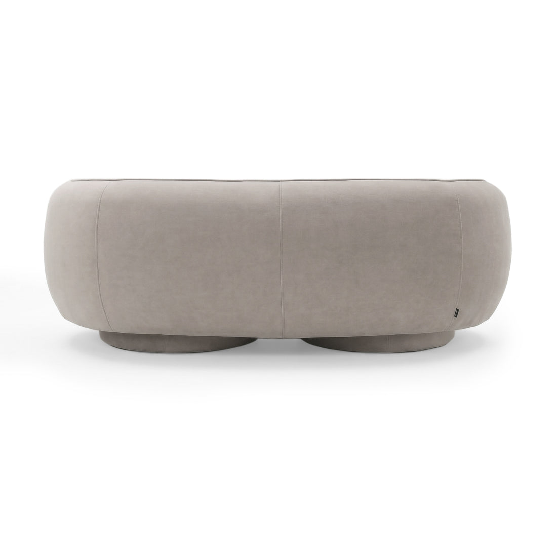 Rear view of light beige sofa on white background