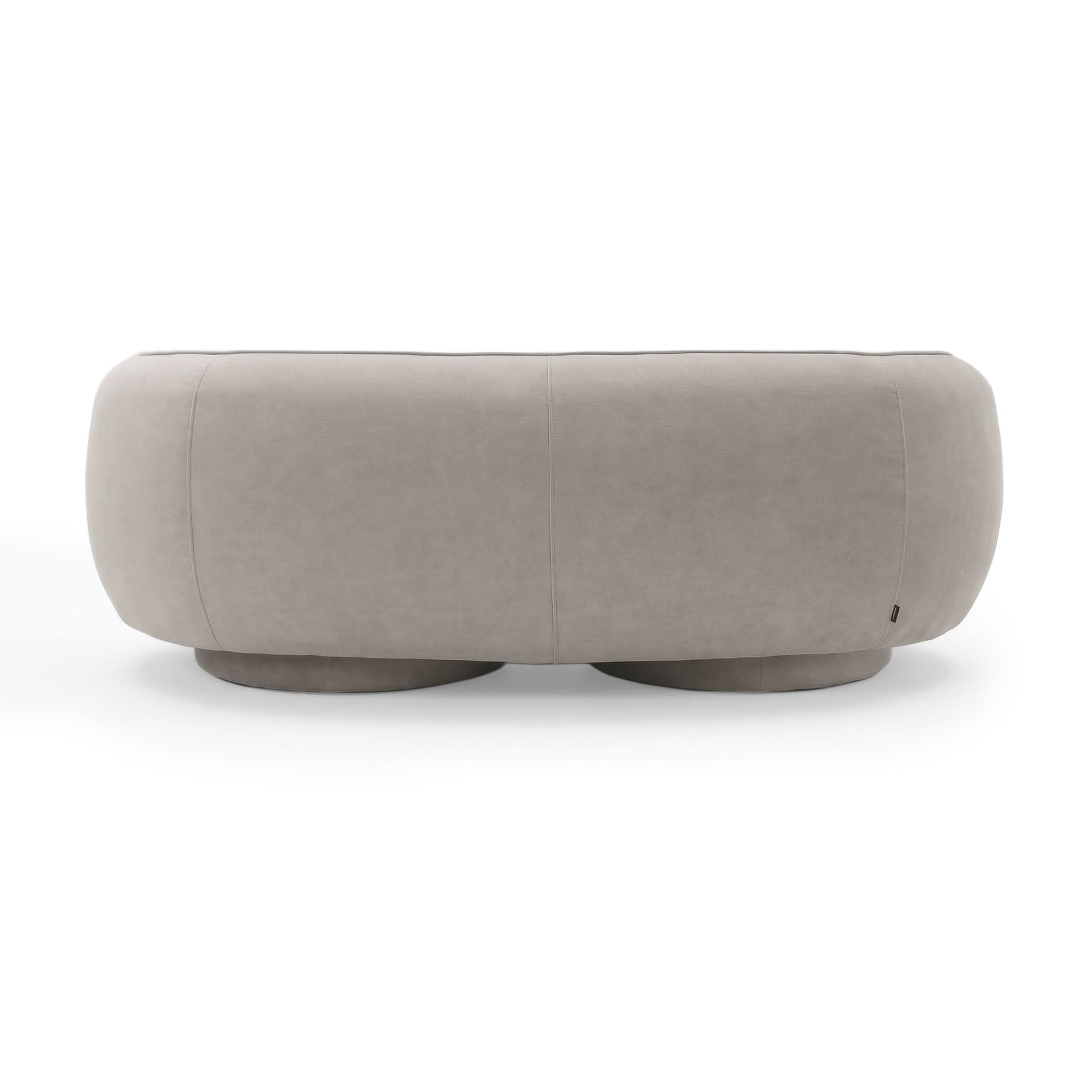 Rear view of light beige sofa on white background