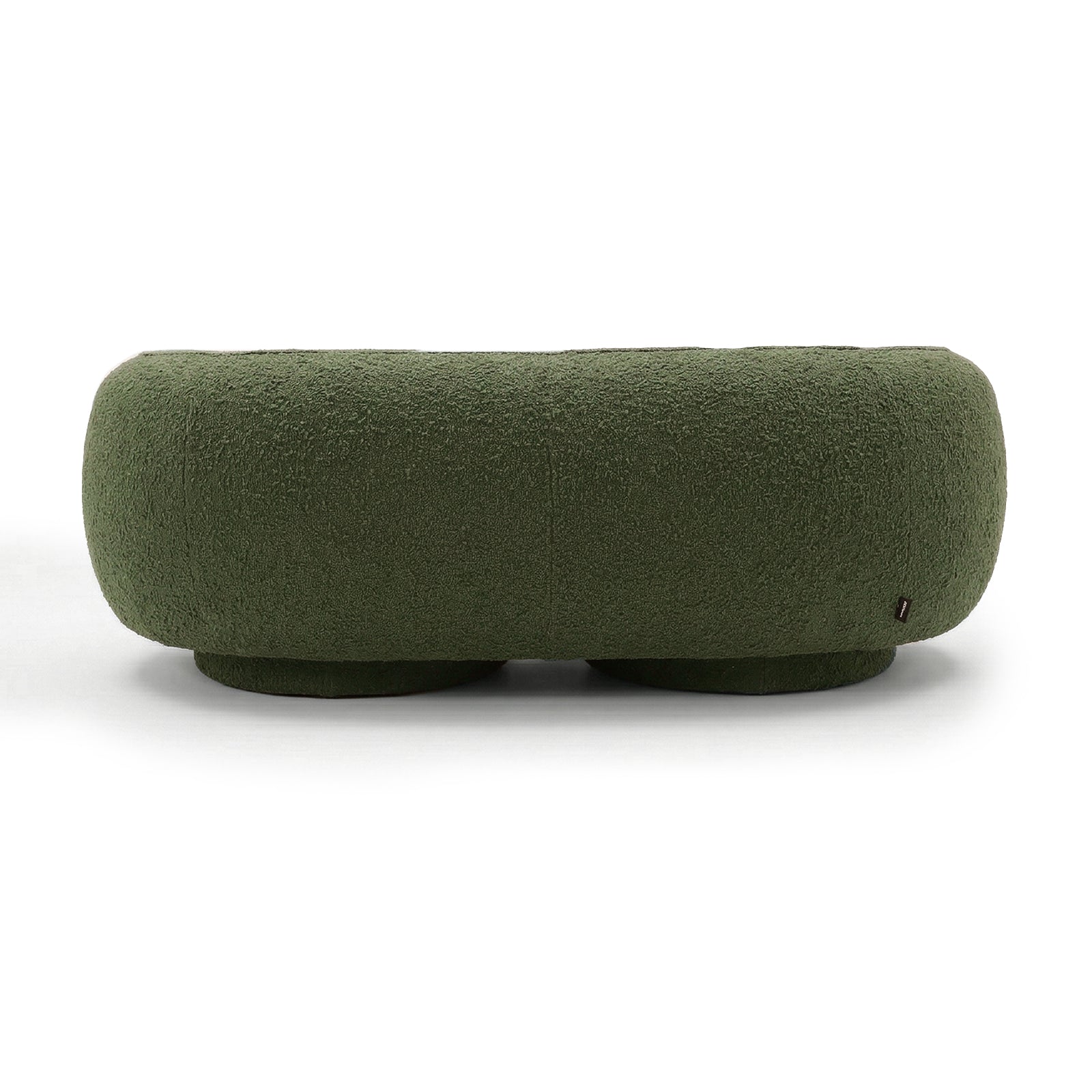 Green rounded ottoman on white background