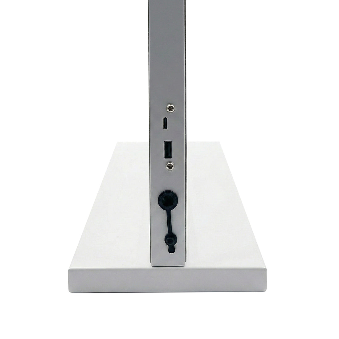 Close-up of side view showing device ports and lock on white background