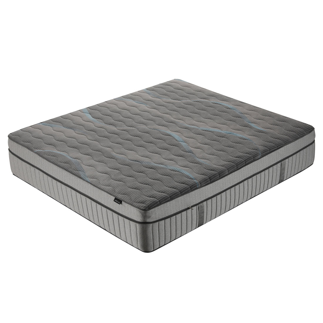 Full gray mattress on white background with textured surface