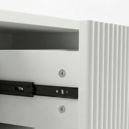 Close-up of cabinet interior hardware on white background