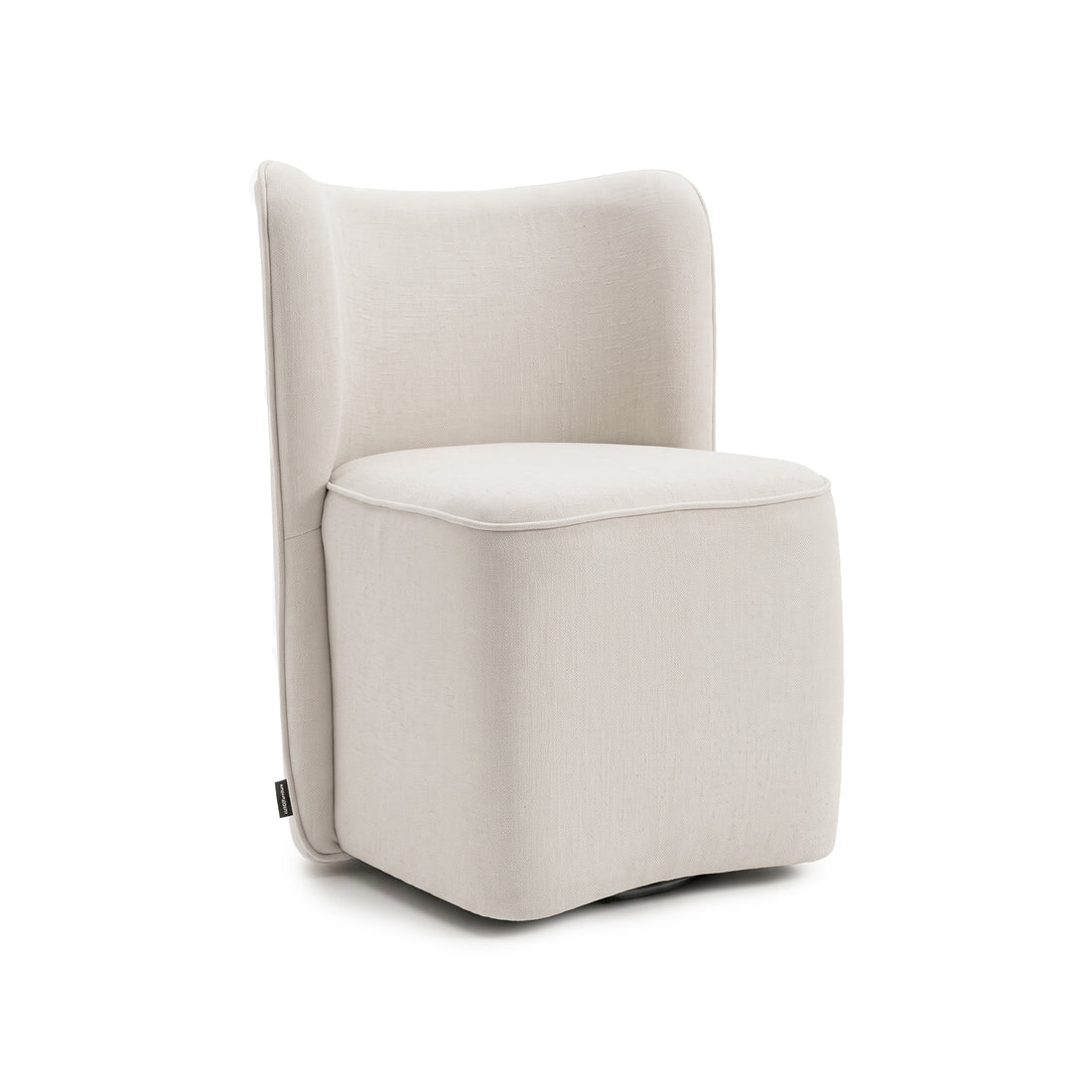 A modern upholstered chair on a plain white background