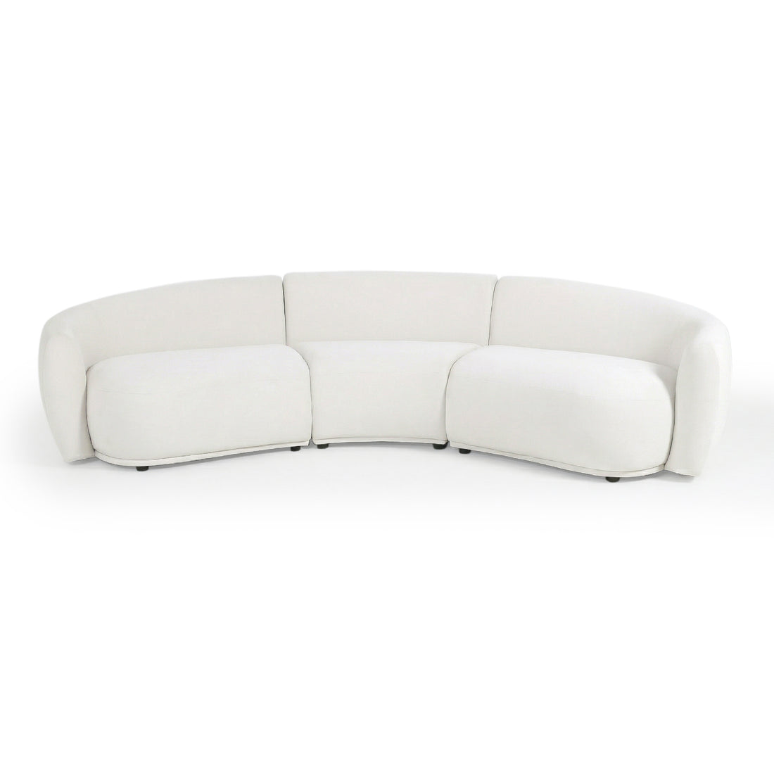 Modern curved white sofa on white background