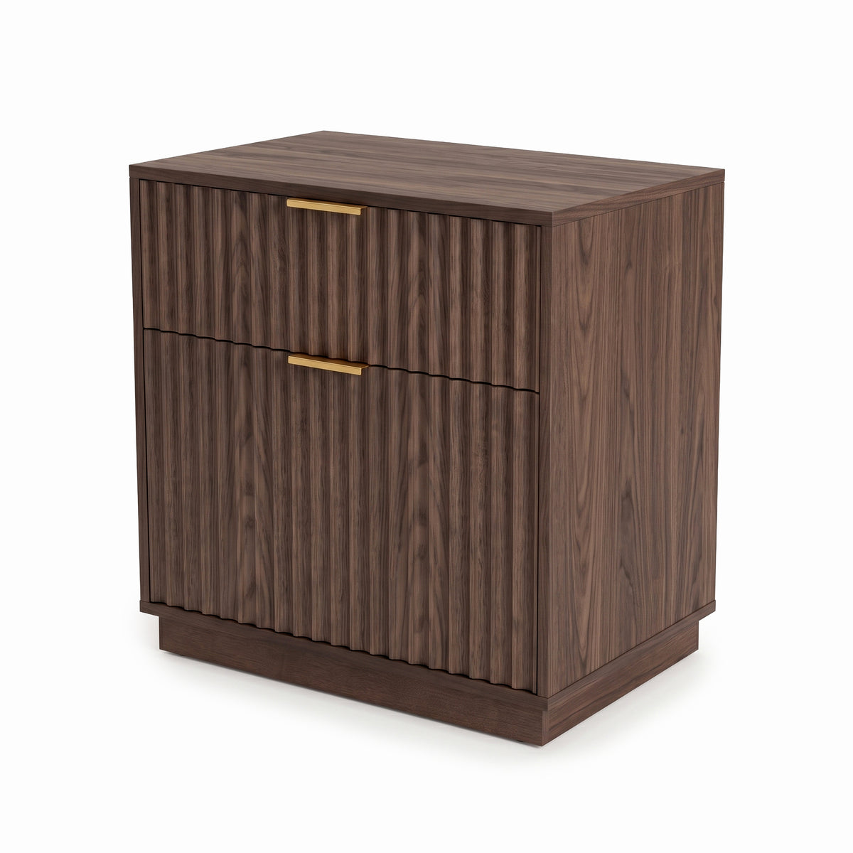 Modern wooden cabinet with drawer and door on a white background