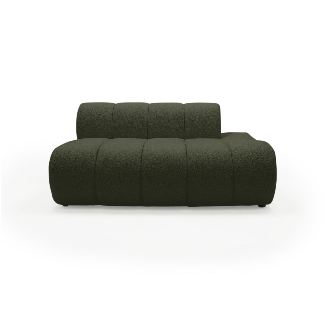 Two-seat modular dark green sofa on white background