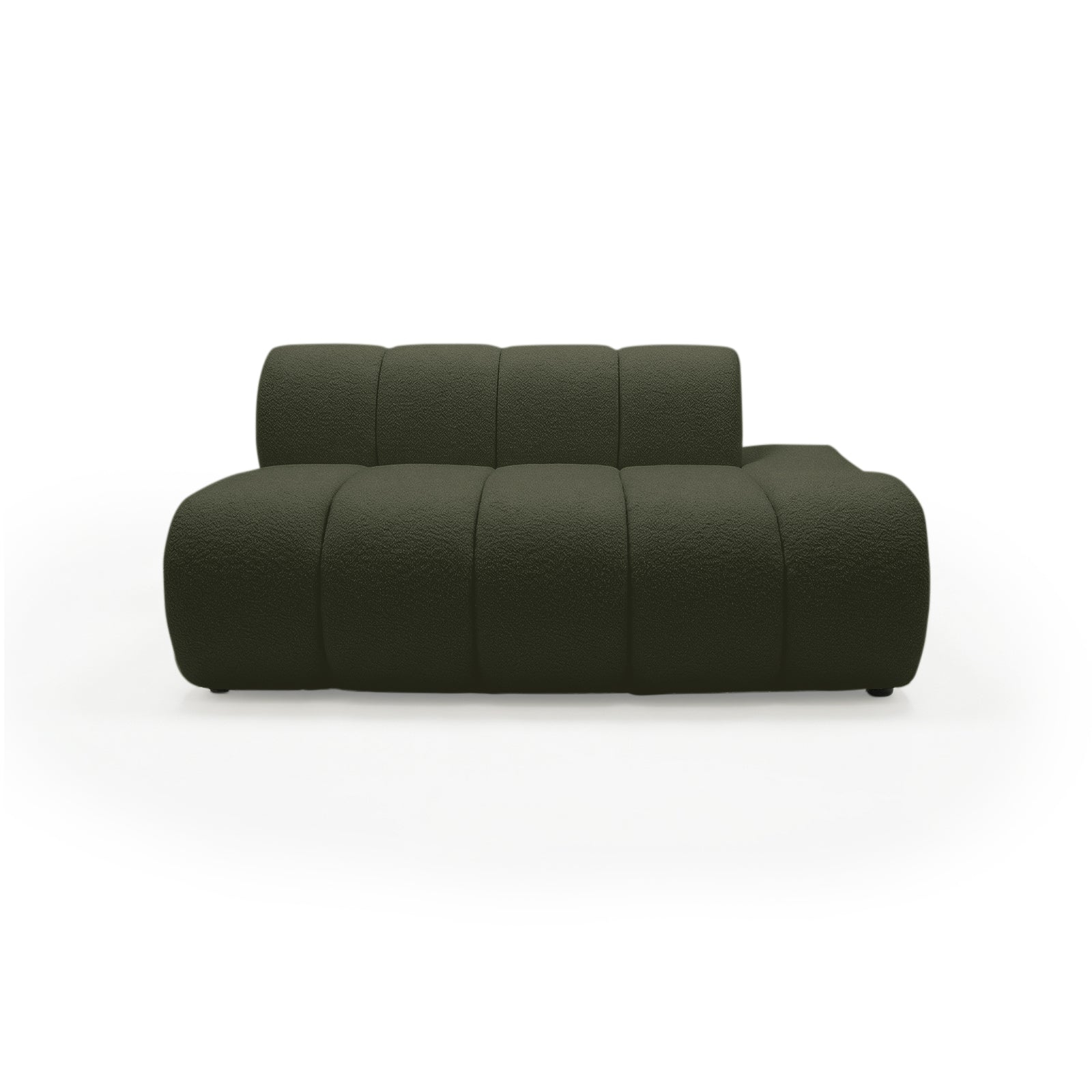 Two-seat modular dark green sofa on white background
