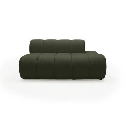 Two-seat modular dark green sofa on white background