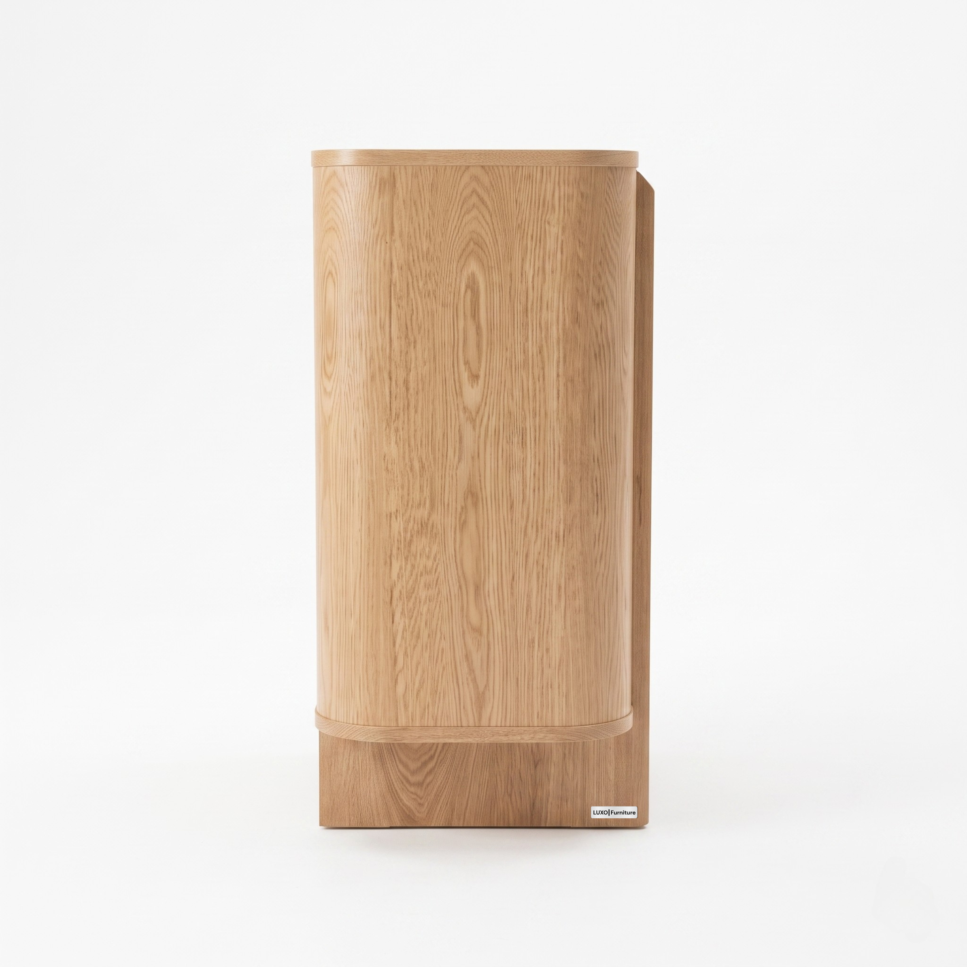 Light wood dresser on white background