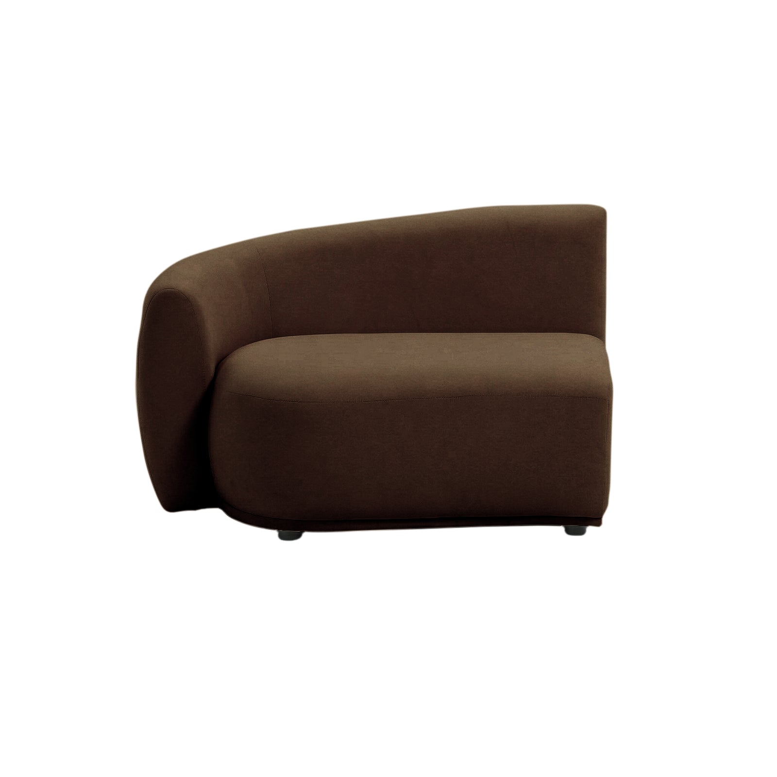 Dark brown armless sofa section on white background