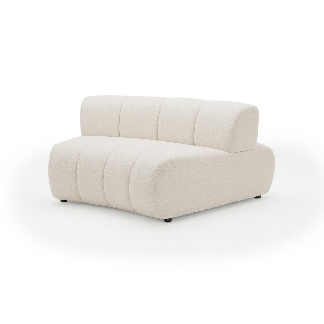 Modern armless accent chair with tufted upholstery on white background