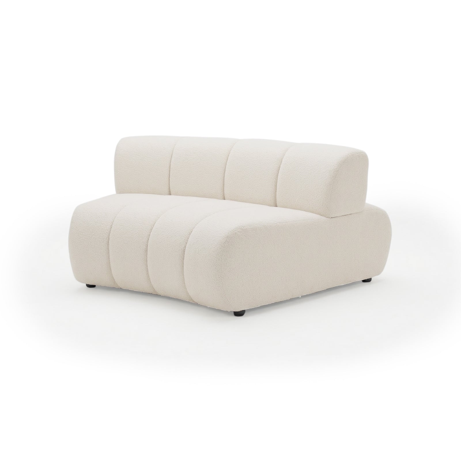 Modern armless accent chair with tufted upholstery on white background