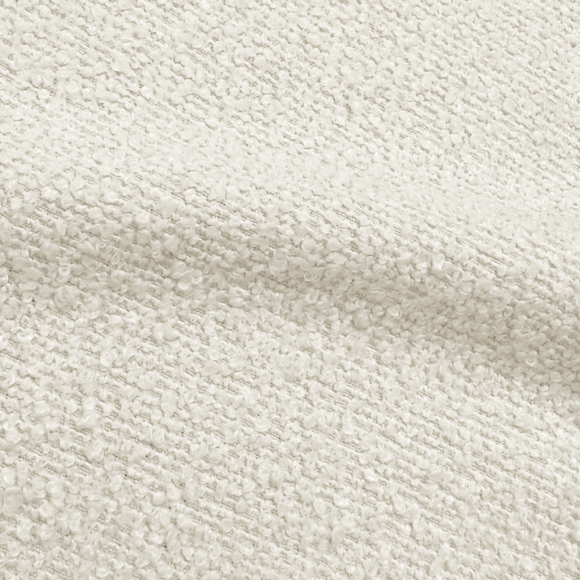 Close-up of cream bouclé upholstery texture