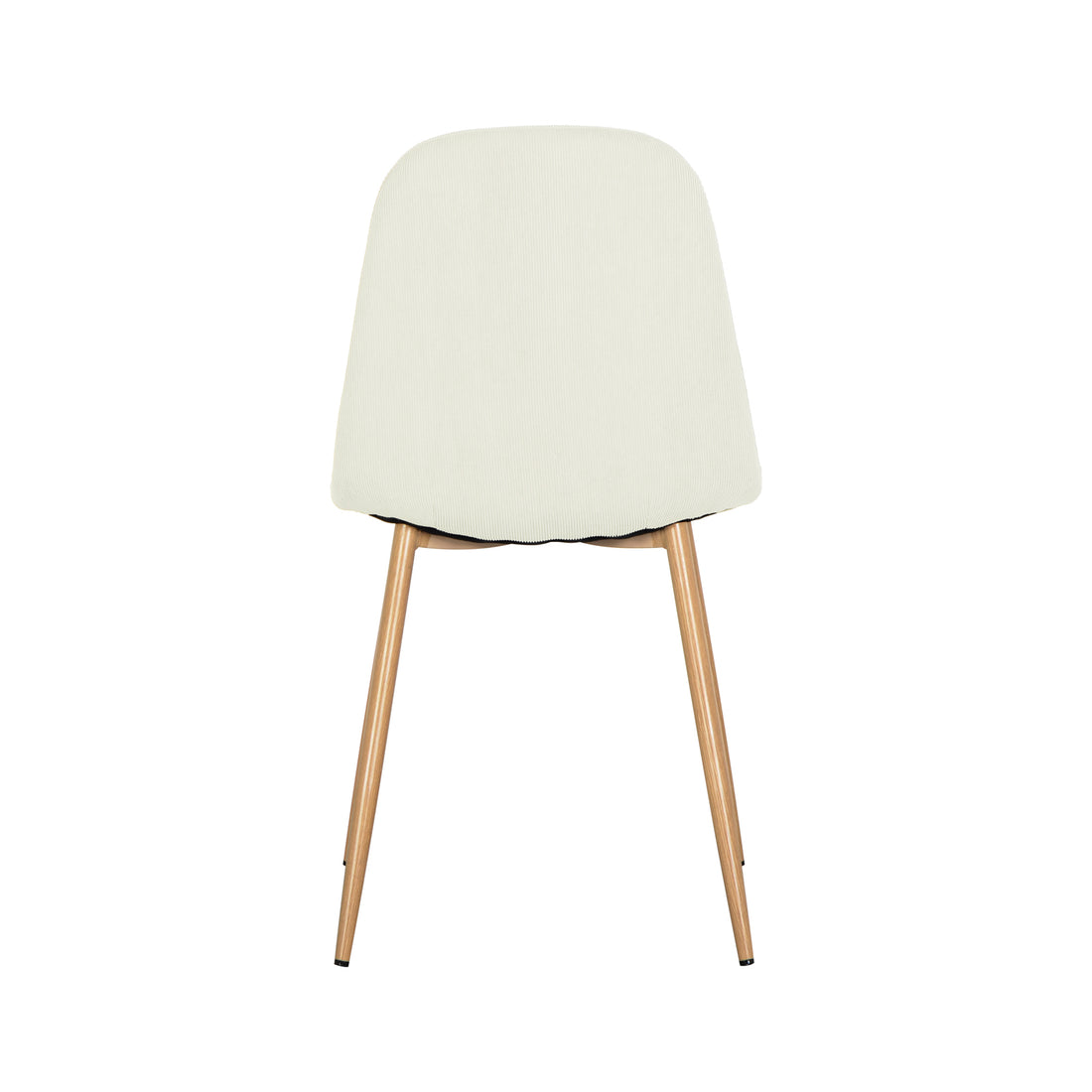 Back view of the Oregon Dining Table with 8 Florida Chairs Set in Sand, highlighting the lightly upholstered off-white backrest and slender wood-tone legs of the modern dining chair.