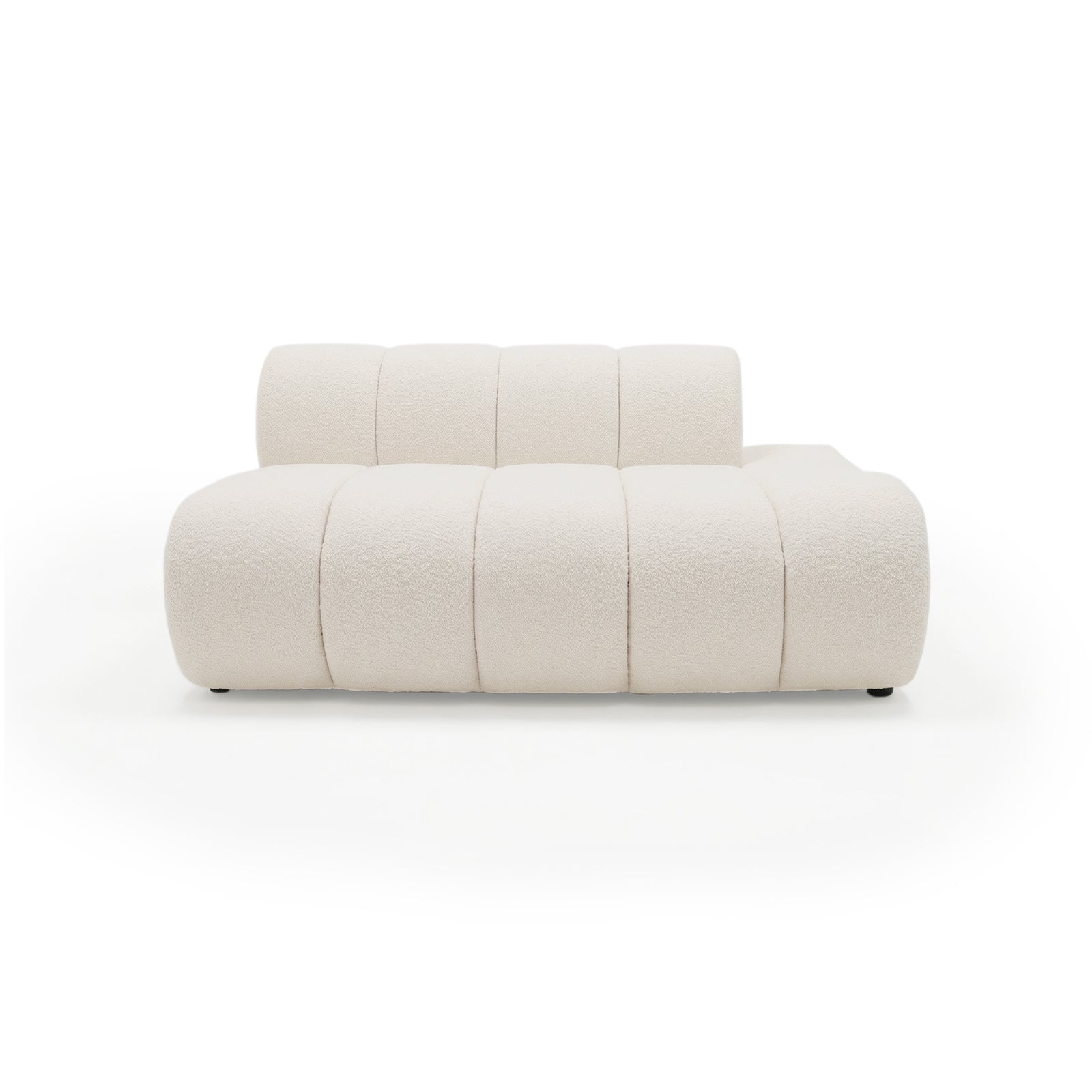 Plush off-white sofa chair on white background