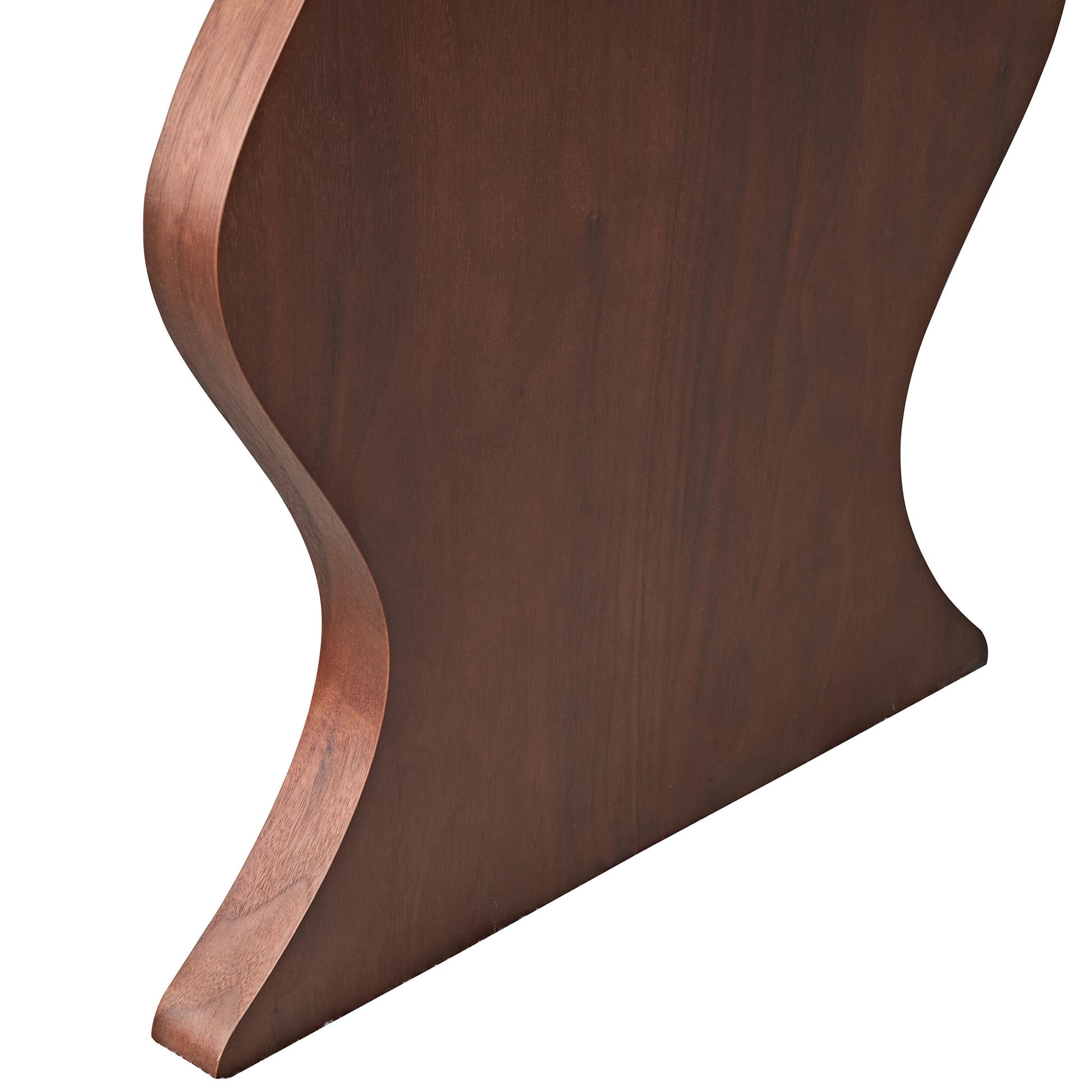 Curved wooden furniture panel on a white background