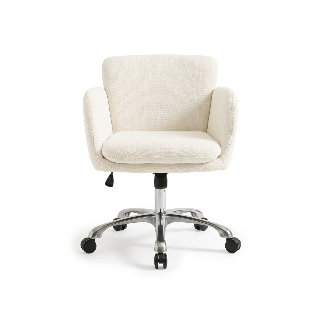 Light cream office chair on white background with chrome five-star base
