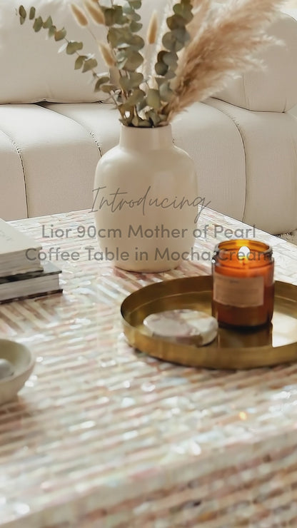 Lior 90cm Mother of Pearl Coffee Table in Mocha Cream