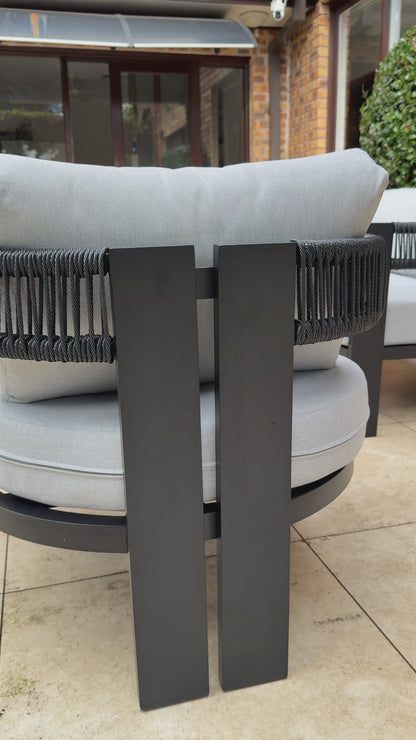 Sorrelle 5 Seater Curved Outdoor Sofa Set in Black