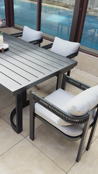 Tavari 6 Seater Curved Outdoor Dining Set in Black