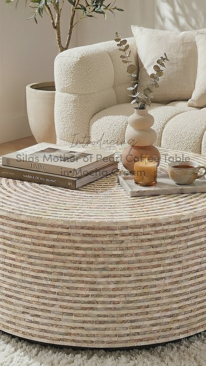 Silas Mother of Pearl Coffee Table in Mocha Cream