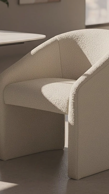 Nuve Bouclé Upholstered Accent Armchair in Cream White