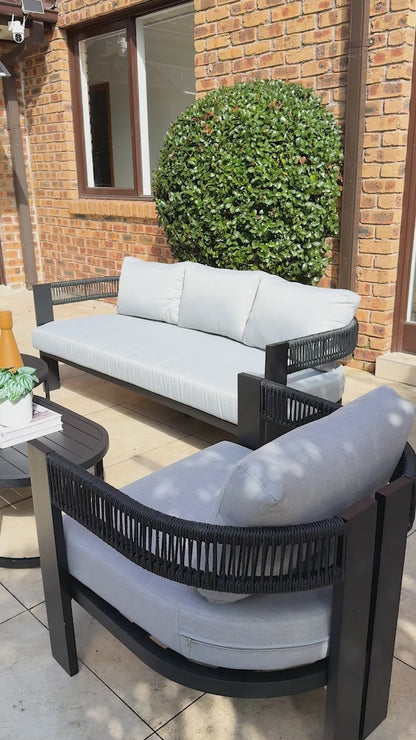 Sorrelle 5 Seater Curved Outdoor Sofa Set in Black